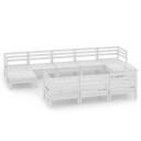 vidaXL Hagesofagruppe 10 deler hvit heltre furu