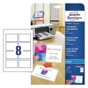 Avery visittkort glanset  på én side  dobbeltsidig trykk 240G Quick & Clean hvit 85 X 54 modell C32028-10