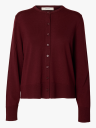 Selected Slwthea Ls Knit Merino Cardigan Noos   Burgundy   S