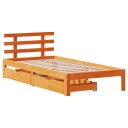  Sengeramme med skuffer voksbrun 75x190 cm heltre furu
