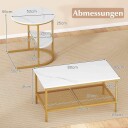 2 delt salongbordsett med topper i imitert marmor