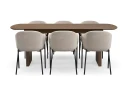 Richeto spisebord 210 cm med 6 Filip spisestoler - Røkt eik / taupe bouclé
