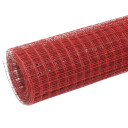 vidaXL Trådgjerde kylling stål med PVC belegg 25x1 m rød