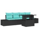 vidaXL Hagesofa Set 5 stk. 4-Antall seter Svart og turkis