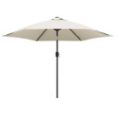 vidaXL LED Parasoll 3 m sandhvit fritthengende