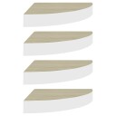 vidaXL Hj?rnehyller vegghengt 4 stk eik og hvit 25x25x3,8 cm MDF