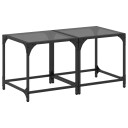  Salongbord med svart glassplate 2 stk 40x40x40 cm stål 845961