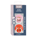 BIBS Pacifier Colour Latex Baby Pink Glow/Tango Glow Size 1 2pcs