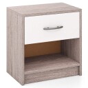 Nattbord med skuff Lite sidebord med åpent rom 38,5 x 28 x 40,5 cm lys grå + hvit