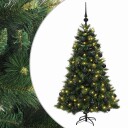 vidaXL Kunstig juletre med julekuler 150 cm 150 LED-lys Varmhvit