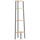 vidaXL Hj?rnehylle 4 etasjer lysebrun og svart 45,5x31,5x150 cm