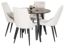 Venture Design Plaza & Leone spisegruppe Svart/beige 4 st stoler & bord 100 cm
