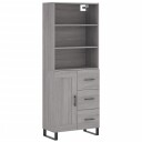  Highboard grå sonoma 69,5x34x180 cm konstruert tre