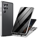 Samsung Galaxy S24 Ultra Magnetisk Deksel med Herdet Glass Privacy Sølv