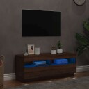 vidaXL TV-benk med LED-lys brun eik 100x35x40 cm