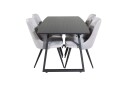Venture Home Inca Spisegruppe Forlengningsbar 160 cm Rektangulær med 4 Velvet Stoler Sort