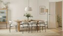 Richeto spisebord 240 cm med 8 Lucy spisestoler - Naturlig finish / hvit bouclé / metallben svart