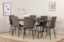 Venture Home Spisegruppe Unnao 200 cm inkl. 6 Donmon Stoler Svart/Grå