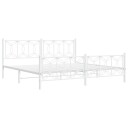  Sengeramme i metall med hode- og fotgavl hvit 193x203 cm 8721102644641
