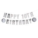 Club Green Hootyballoon Girlander Happy Birthday Silver Disco Personlig HBDP125