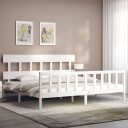 vidaXL Sengeramme med hodegavl hvit 6FT Super King heltre