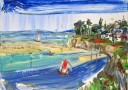 Vibrant Coastal Sailboats Plakat / 21x30