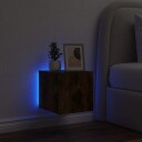  Vegghengt TV-benk med LED røkt eik 30,5x35x30 cm 837226