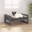 vidaXL Hundeseng grå 65,5x50,5x28 cm heltre furu