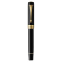 Parker Duofold Centennial Fountain Pen  Classic Svart with Gull Trim  Medium Solid Gull Nib  Svart Ink and Convertor  Premium Gift Box