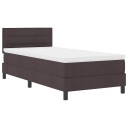  Box Spring Seng med Madrass & LED Mørk Brun 90x200 cm Stoff