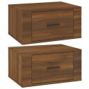 vidaXL Veggmonterte nattbord 2 stk brun eik 50x36x25 cm