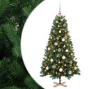 vidaXL Kunstig juletre med julekuler 150 cm 150 LED-lys Varmhvit PVC