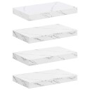  Vegghylle 4 pcs Hvit marmor 40 x 23,5 x 4 cm Konstruert tre