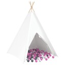  Teepee Telt Hvit grå rosa Stor Bomullscanvas