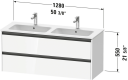 Duravit Ketho.2 Servantskap 2 Skuffer 1280x480 mm Grafitt Matt