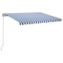 vidaXL Manuell uttrekkbar markise med LED 300x250 cm blå og hvit