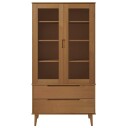  Vitrine MOLDE brun 90x35x175 cm heltre furu