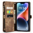 Caseme 2-i-1 Multifunksjonell iPhone 14 Plus Lommebok-deksel Brun