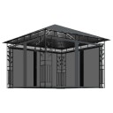 vidaXL Paviljong med myggnett og LED-lysslynge 3x3x2,73 m antrasitt