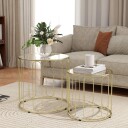 Nesting glass bord sett med 2 – gull metallramme