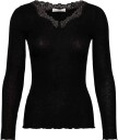 Rosemunde Rwburlington Wool Ls V Neck Lace T Shirt   BLACK   M