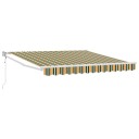 Automatisk Uttrekkbar Markise Grøn og Gul 350x250 cm  Markise Erstatningsstoff for 3.5x2.5 m Ramme Grøn og Gul