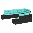 vidaXL Hagesofa Set 8 stk. Svart og turkis Poly rattan