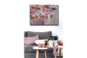 Lerretsbilde Fargerik blomsterkomposisjon med abstrakte former Lilla / Rosa / Beige