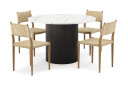 Scandinavian Choice Uppveda Spisebord 120 cm Rund med 4 stk Jamna Matstkolar Svart/Hvit