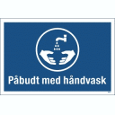 Påbudt med Håndvask 30x20 cm Alu-plate