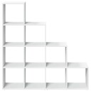 Bokhylle 4 etasjer hvit 131,5x29x131,5 cm konstruert tre