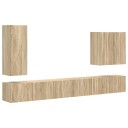  TV vegghyllesett Veggmontert 6 pcs Sonoma eik