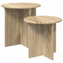 vidaXL Sidebordssett med lagring 2 pcs Sonoma eik Konstruert tre