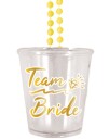 Shotglass m/Gullfarget Perlekjede "Team Bride"   Hen Party